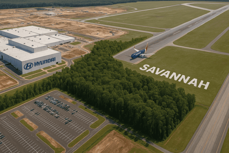 "20여㎞ 떨어진 사바나(Savannah) 국제공항"을 나타낸 이미지