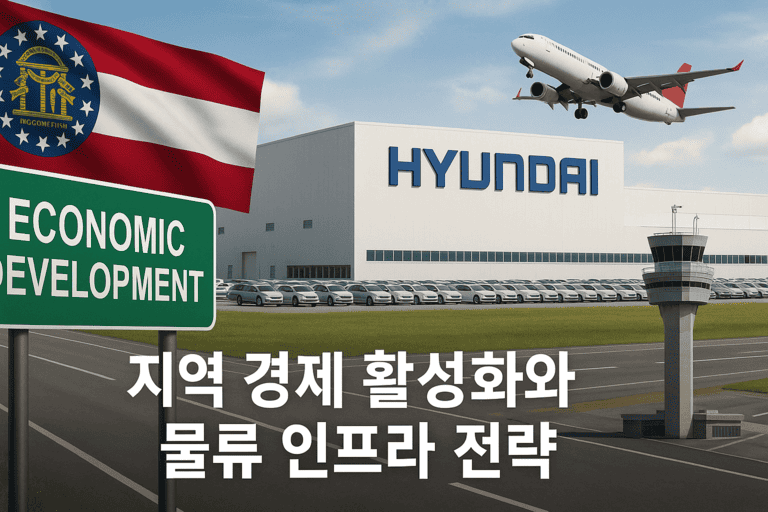 "지역 경제 활성화와 물류 인프라 전략"를 나타낸 이미지.