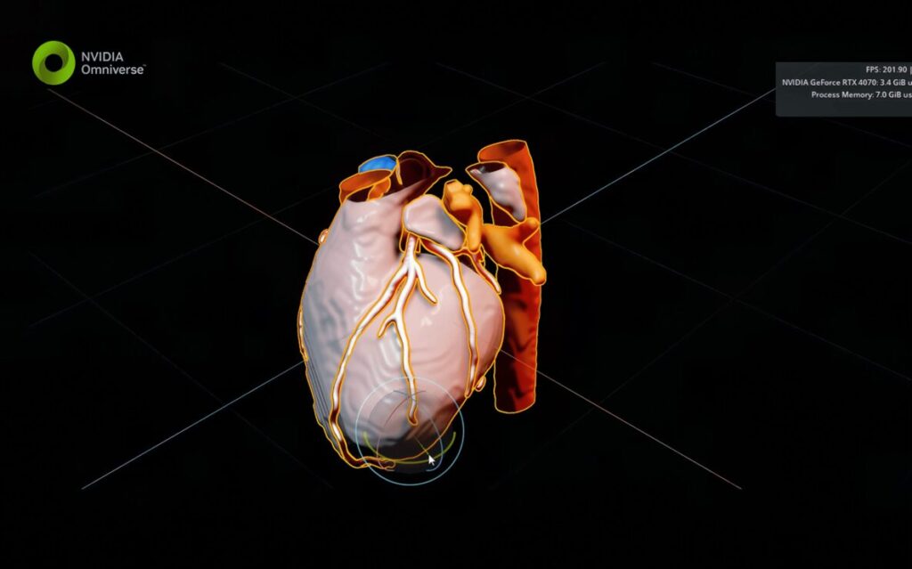 "(심장 3D 트윈화) 출처: Foxconn"이미지.